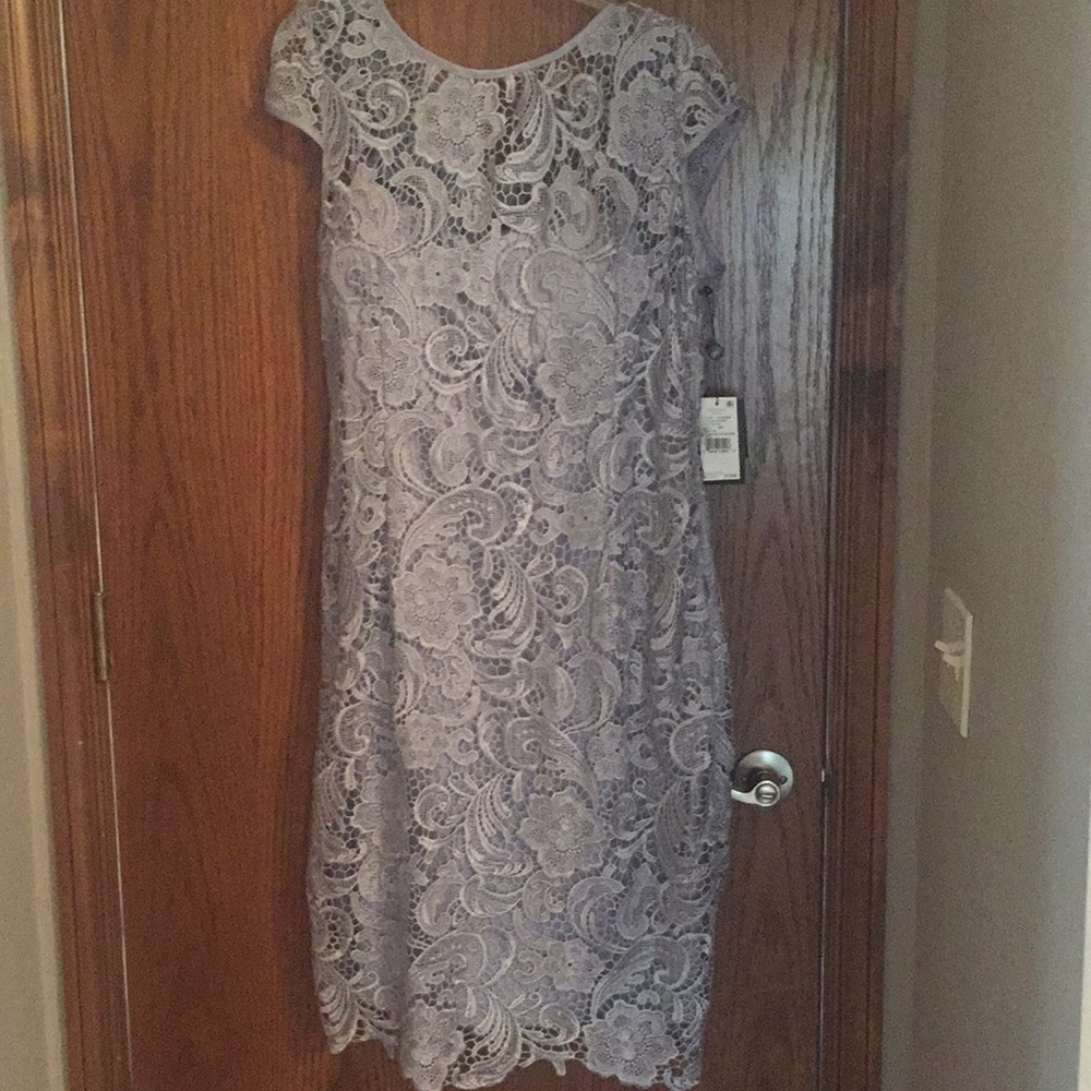 Silver Lace Adrianna Papell Cocktail Dresd